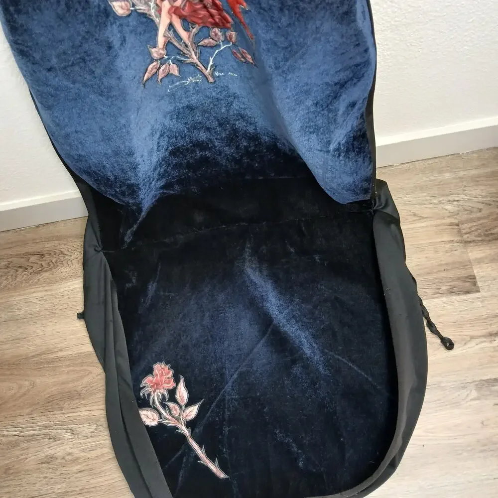 Auto Expressions Amy Brown Fairy Rose Blue Velvet Universal-Fit Front Seat Cover - Picture 3 of 14